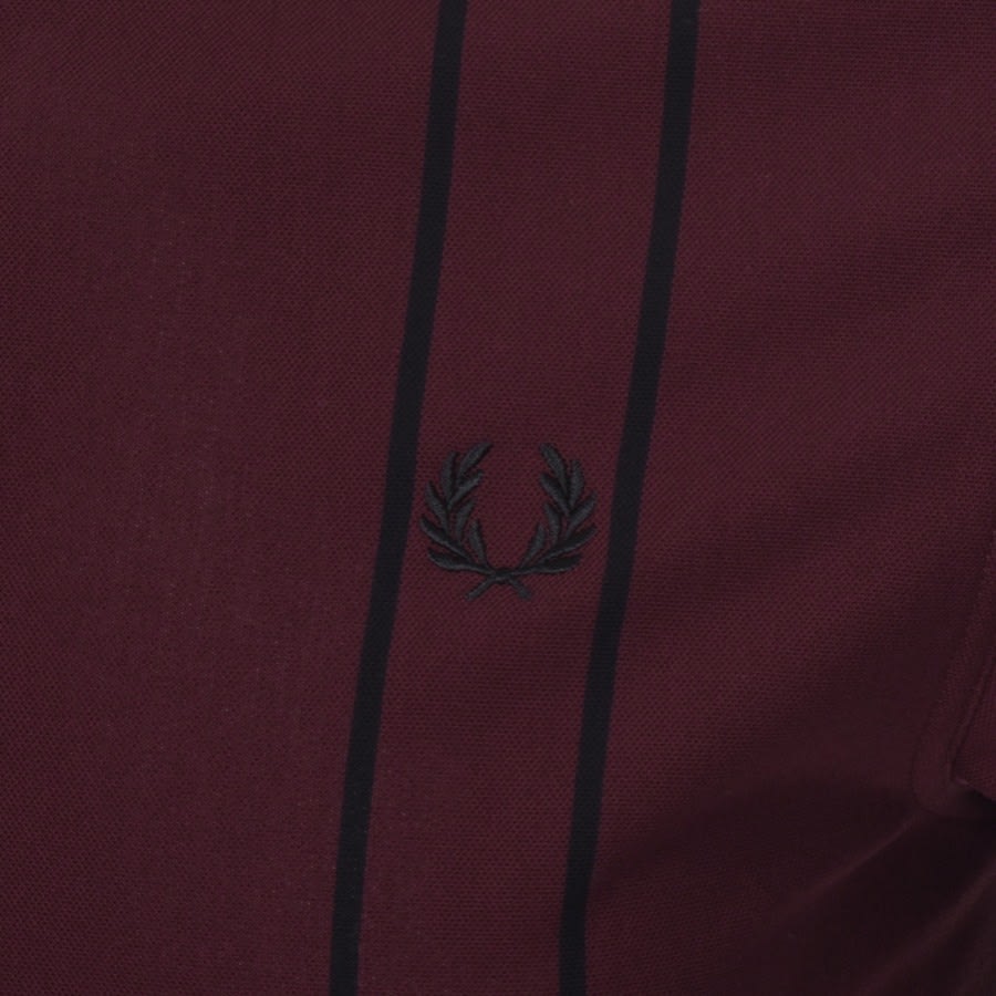 Alternative Image for ProductFred Perry Refined Stripe Polo T Shirt Burgundy3