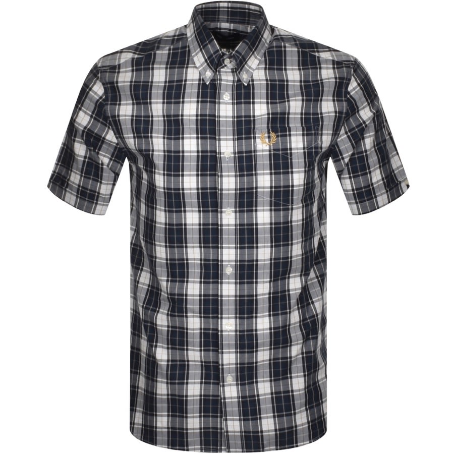 Alternative Image for ProductFred Perry Checked Short Sleeved Shirt Navy1