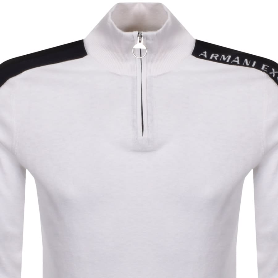 Alternative Image for ProductArmani Exchange Half Zip Knit Logo Jumper White2