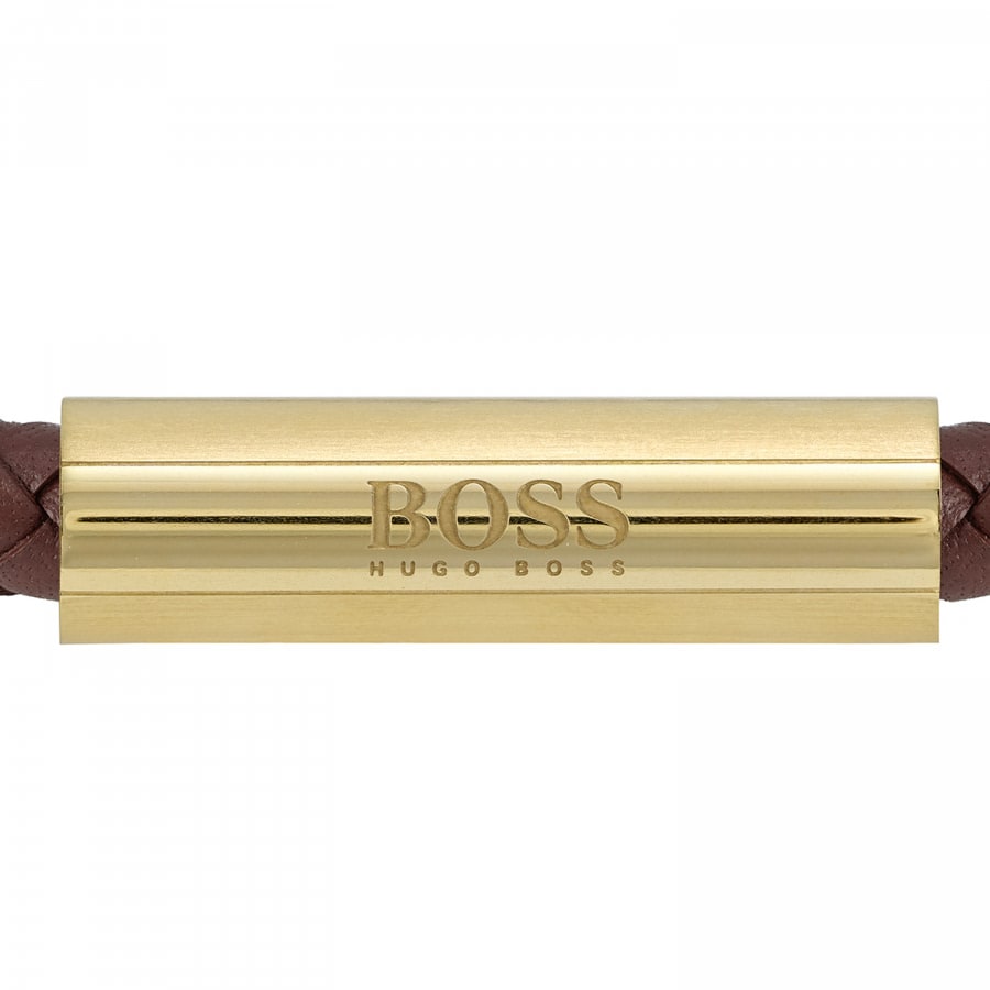 Alternative Image for ProductBOSS Braided Leather Bracelet Brown2