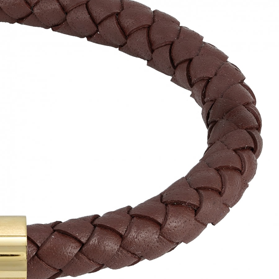 Alternative Image for ProductBOSS Braided Leather Bracelet Brown3