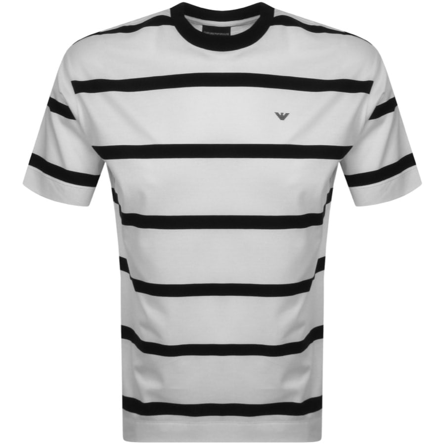 Alternative Image for ProductEmporio Armani Stripe Crew Neck T Shirt White1