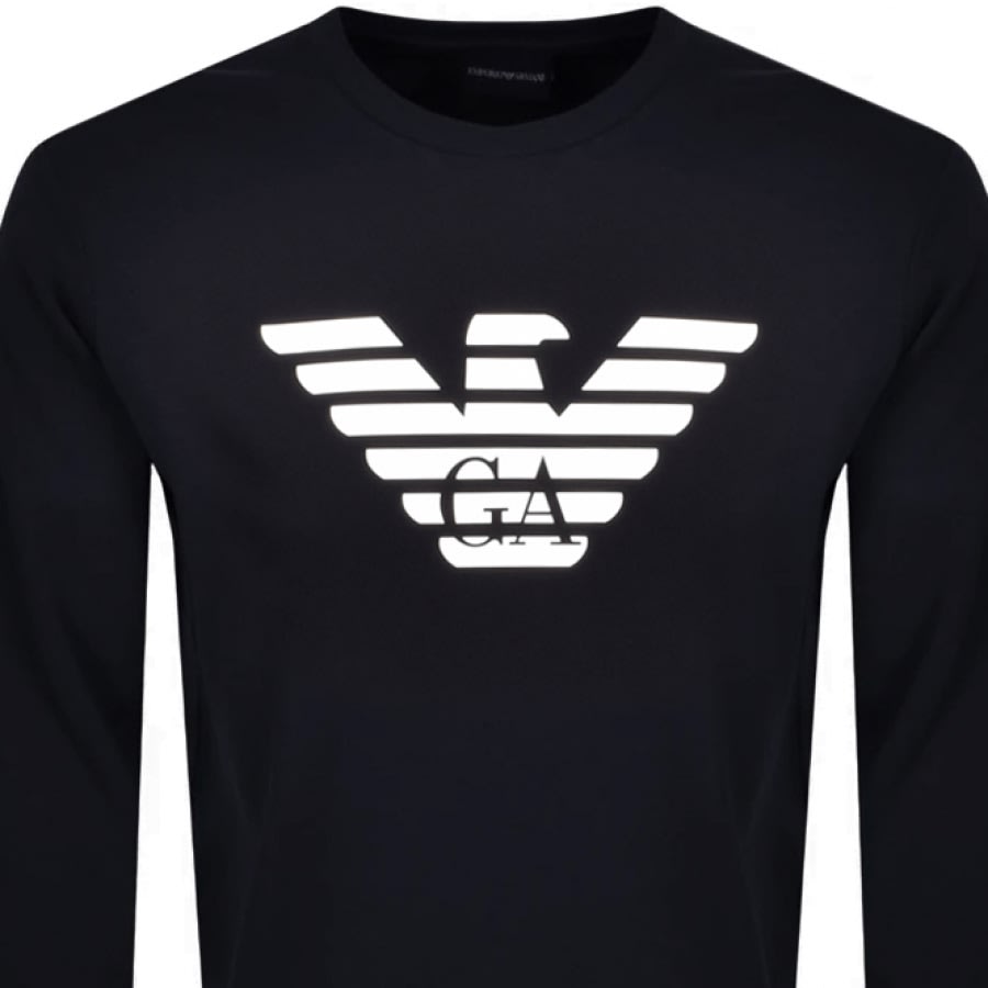Alternative Image for ProductEmporio Armani Crew Neck Logo Sweatshirt Navy2