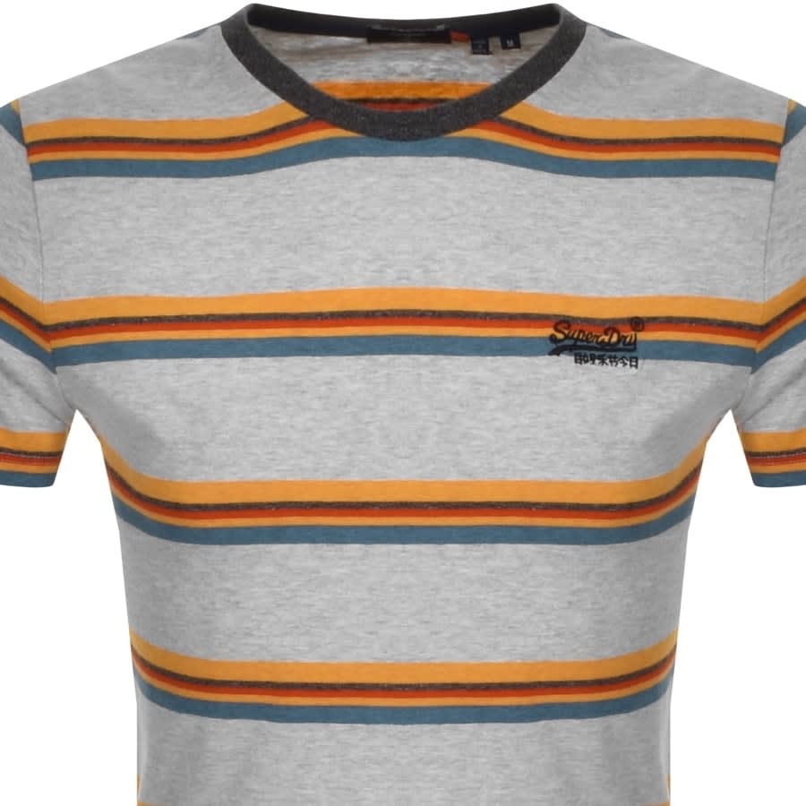 Alternative Image for ProductSuperdry Orange Label Stripe T Shirt Grey2