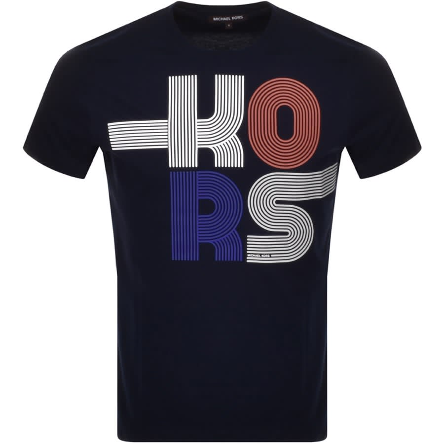 Alternative Image for ProductMichael Kors Short Sleeve Stacked Logo T Shirt Nav1