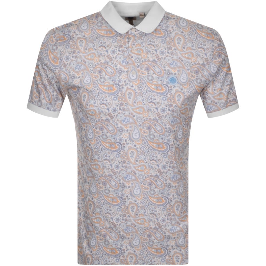 Alternative Image for ProductPretty Green Paisley Short Sleeved Polo White1