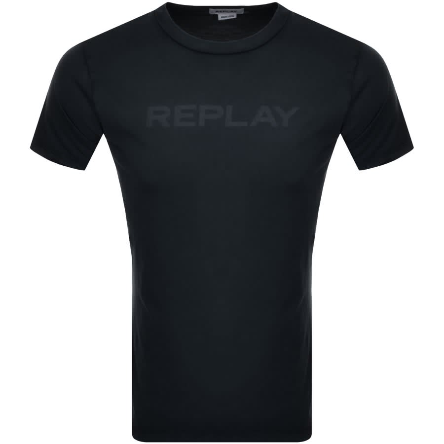Alternative Image for ProductReplay Logo Crew Neck T Shirt Navy1