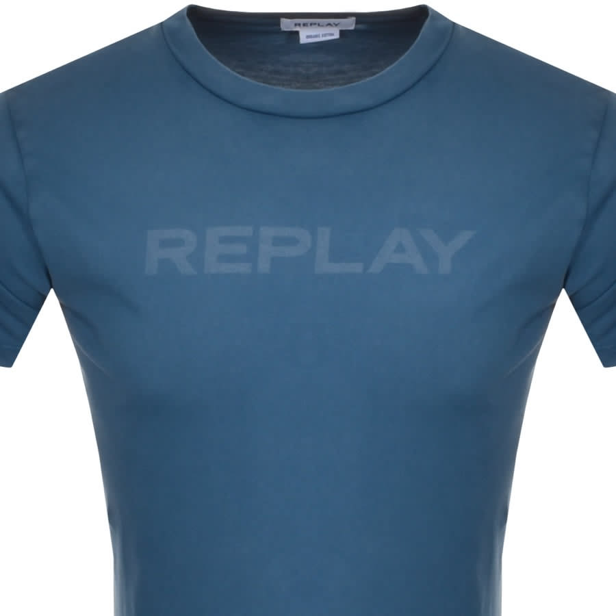 Alternative Image for ProductReplay Logo Crew Neck T Shirt Blue2