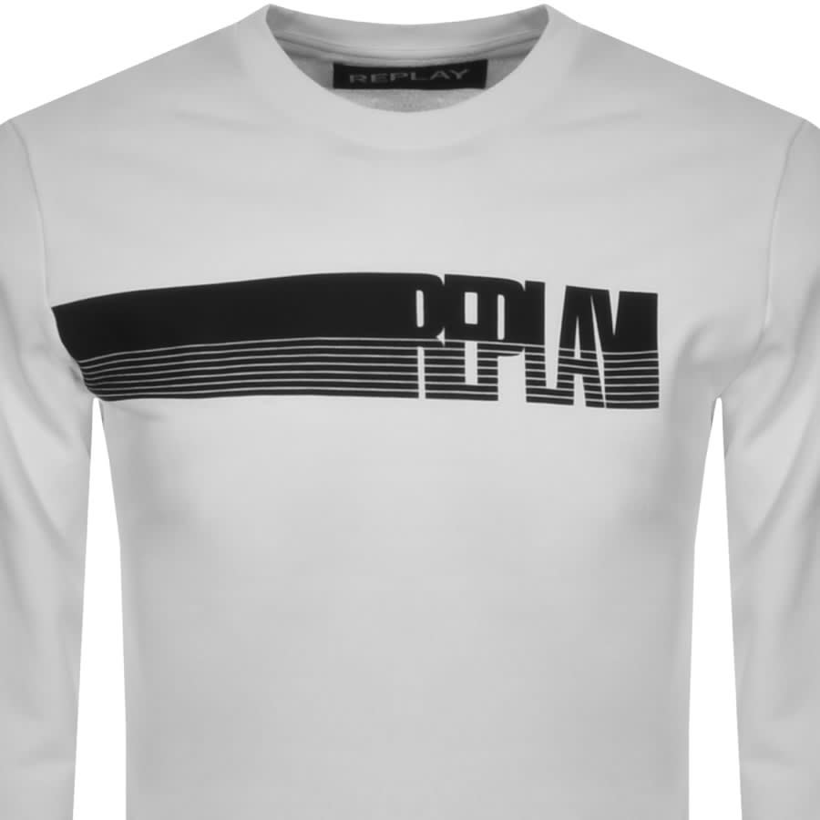 Alternative Image for ProductReplay Crew Neck Logo Sweatshirt White2
