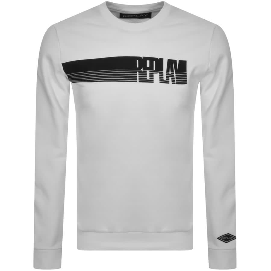 Alternative Image for ProductReplay Crew Neck Logo Sweatshirt White1