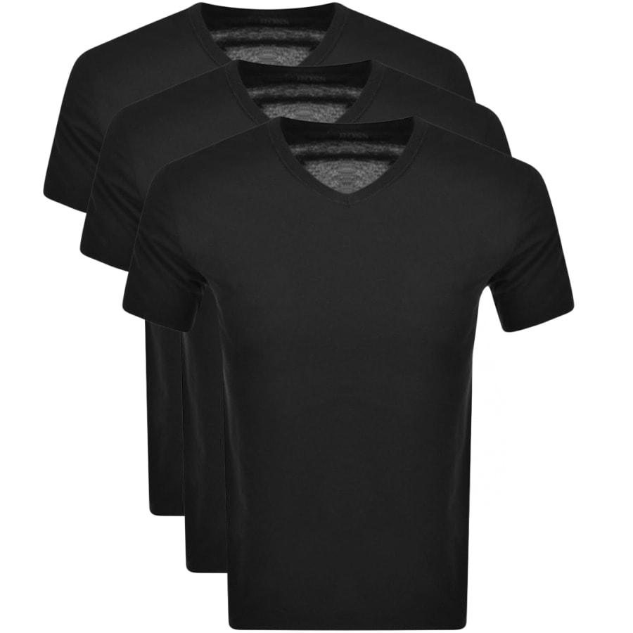 Alternative Image for ProductBOSS Triple Pack V Neck T Shirts Black1