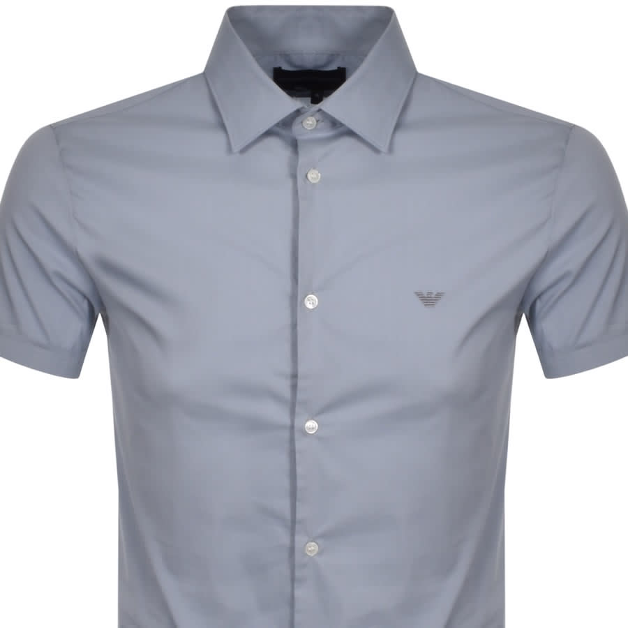 Alternative Image for ProductEmporio Armani Short Sleeved Slim Fit Shirt Blue2