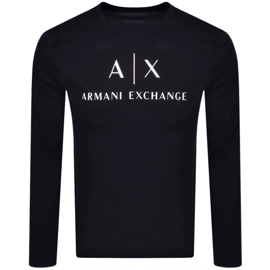 Alternative Image for ProductArmani Exchange Long Sleeve Logo T Shirt Navy1