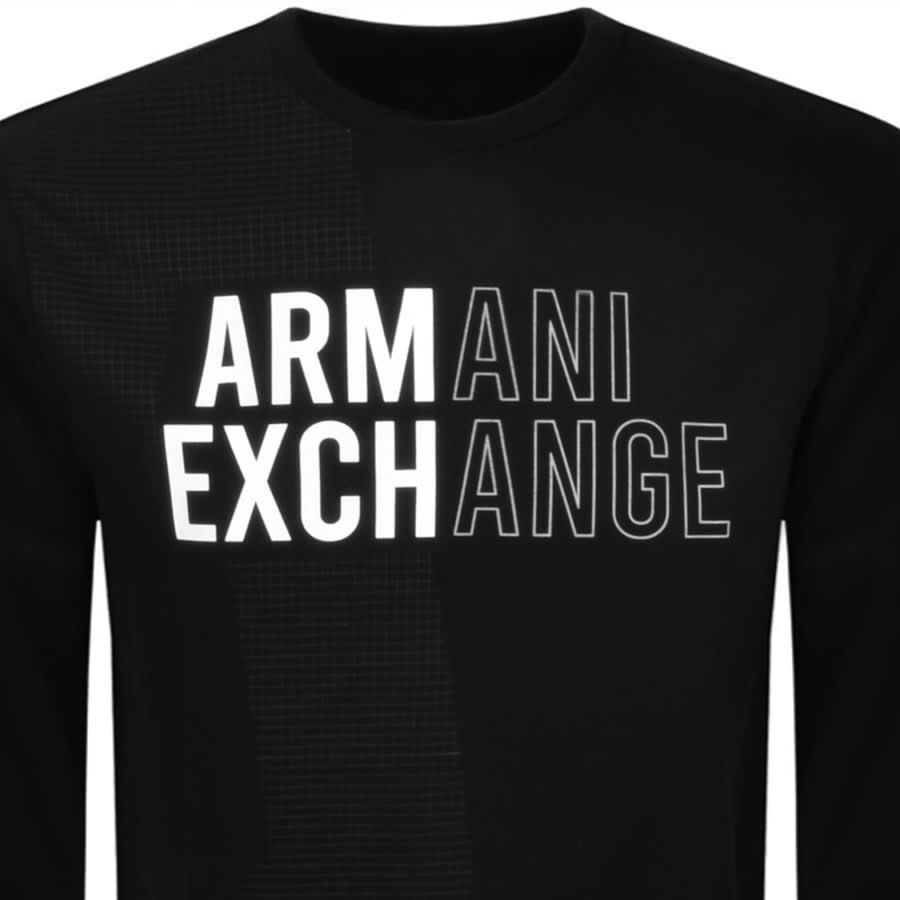 Alternative Image for ProductArmani Exchange Crew Neck Logo Sweatshirt Black2