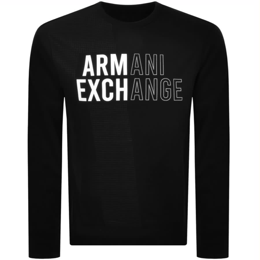 Alternative Image for ProductArmani Exchange Crew Neck Logo Sweatshirt Black1