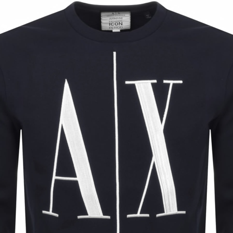 Alternative Image for ProductArmani Exchange Crew Neck Logo Sweatshirt Navy2