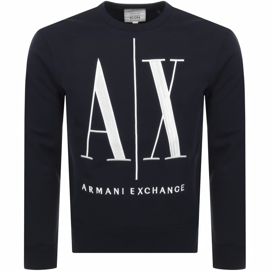 Alternative Image for ProductArmani Exchange Crew Neck Logo Sweatshirt Navy1