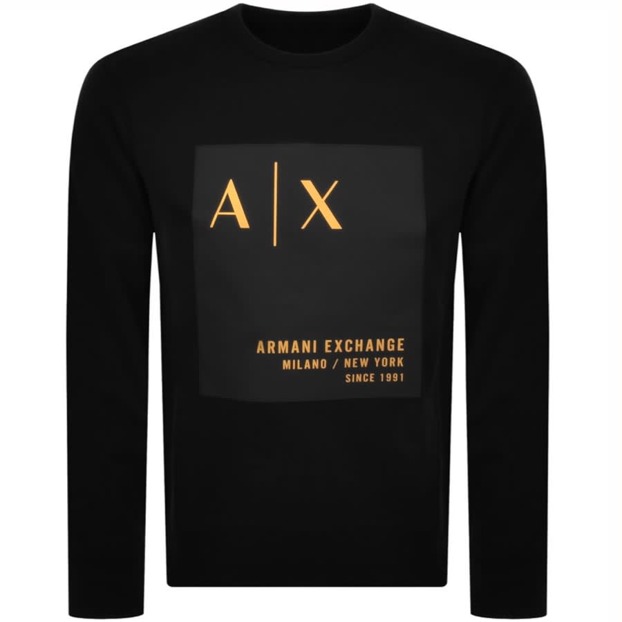 Alternative Image for ProductArmani Exchange Crew Neck Logo Sweatshirt Black1