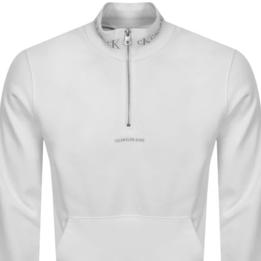 Alternative Image for ProductCalvin Klein Jeans Half Zip Jacquard Hoodie White2