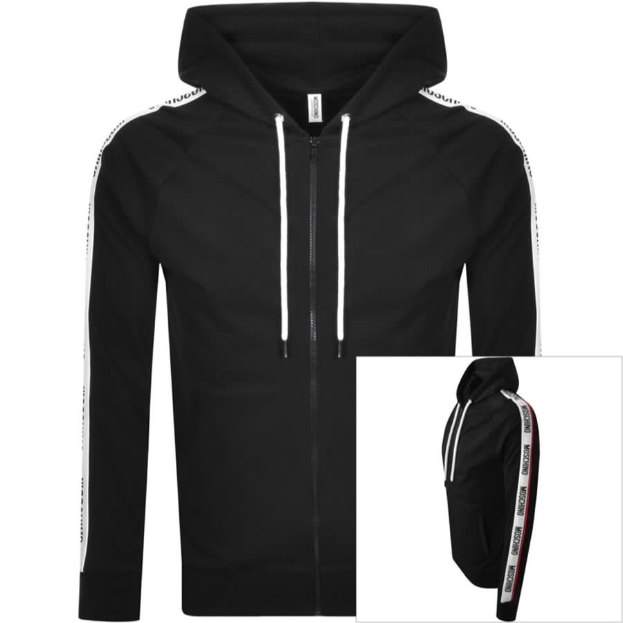 Alternative Image for ProductMoschino Logo Tape Zip Hoodie Black1