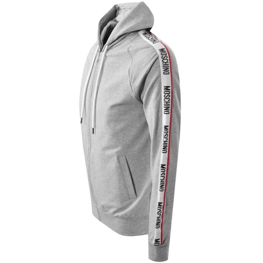 Alternative Image for ProductMoschino Logo Tape Zip Hoodie Grey3
