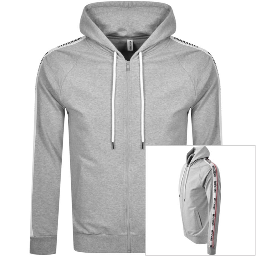Alternative Image for ProductMoschino Logo Tape Zip Hoodie Grey1