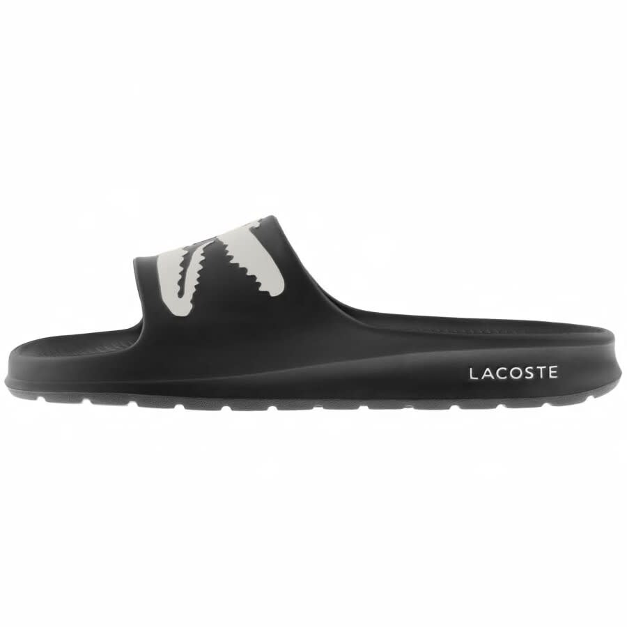 lacoste croco sliders black with gold croc