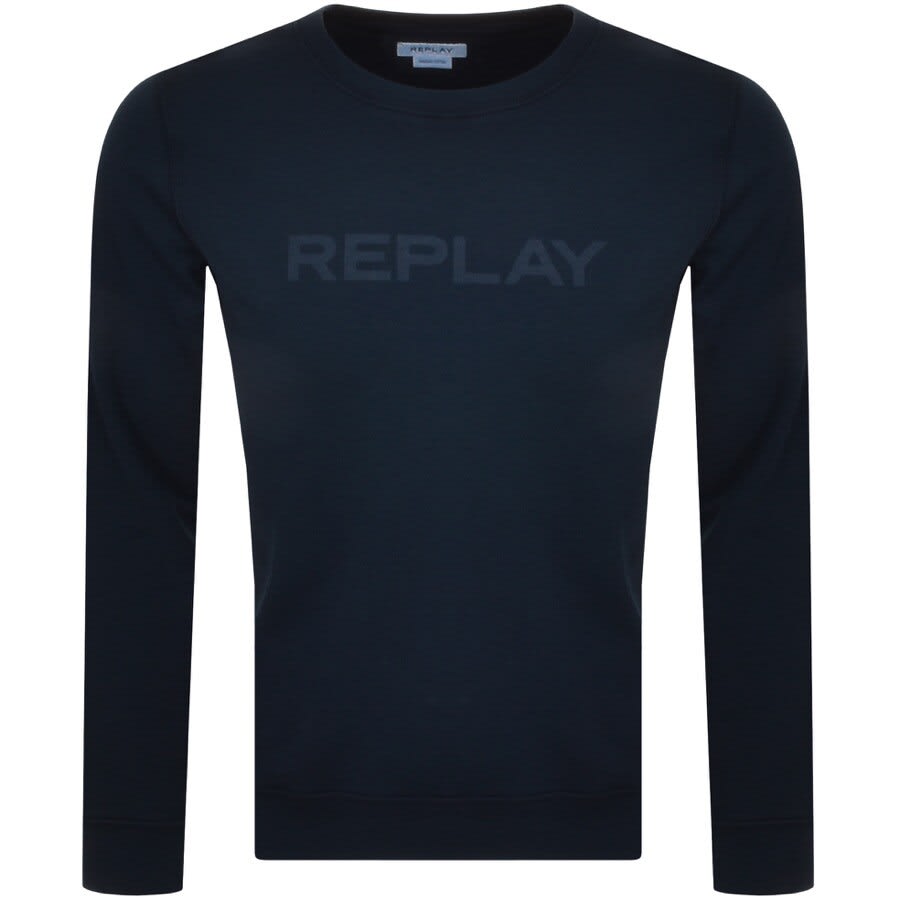 Alternative Image for ProductReplay Crew Neck Logo Sweatshirt Navy1