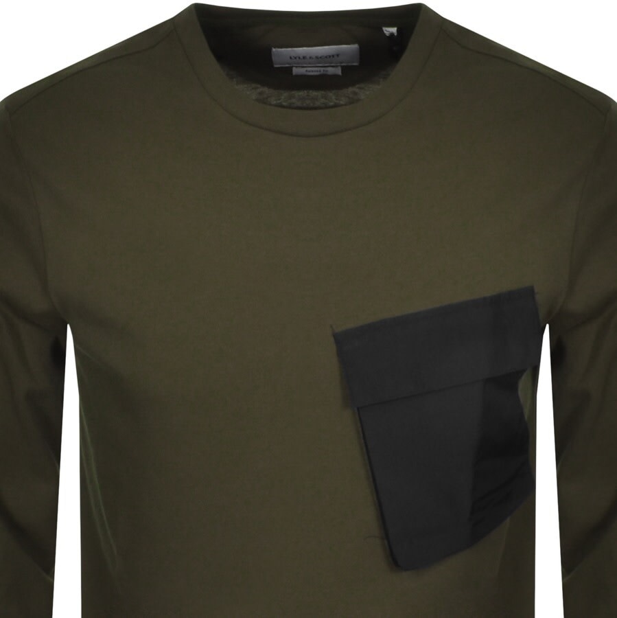 Alternative Image for ProductLyle And Scott Long Sleeved Pocket T Shirt Green2