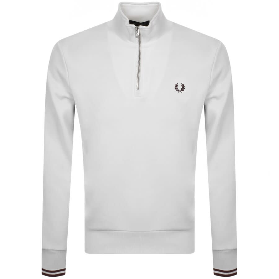 Alternative Image for ProductFred Perry Half Zip Sweatshirt White1