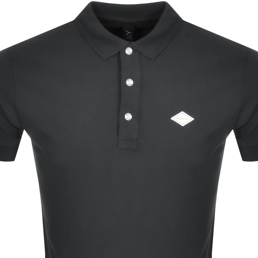 Alternative Image for ProductReplay Short Sleeved Logo Polo T Shirt Grey2