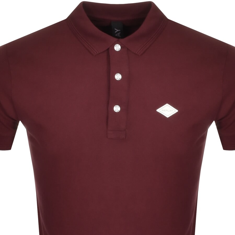 Alternative Image for ProductReplay Short Sleeved Logo Polo T Shirt Burgundy2
