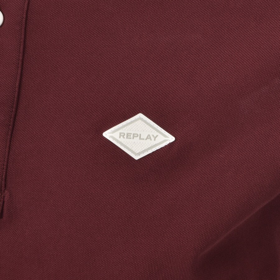 Alternative Image for ProductReplay Short Sleeved Logo Polo T Shirt Burgundy3