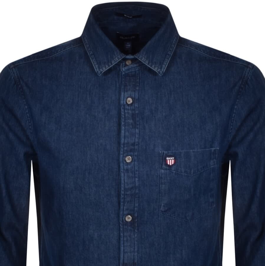 Alternative Image for ProductGant Long Sleeved Denim Retro Shield Shirt Navy2
