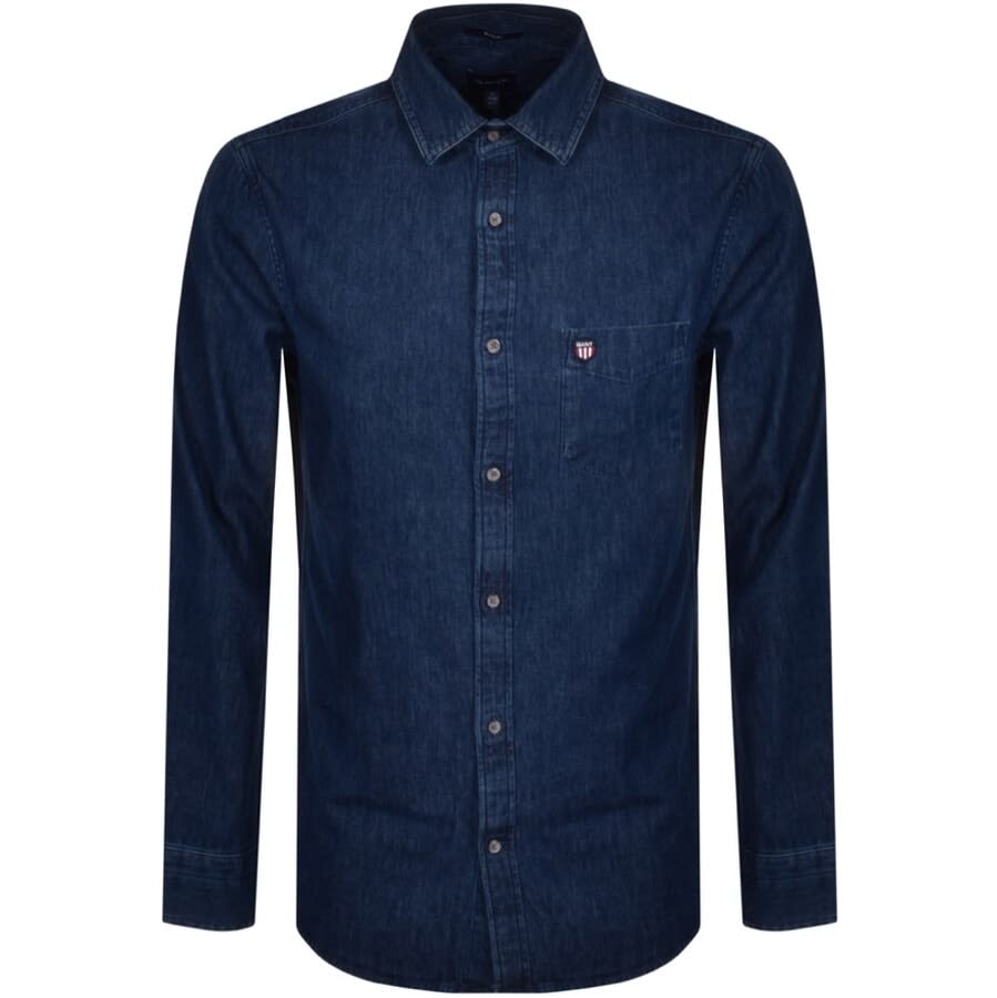 Alternative Image for ProductGant Long Sleeved Denim Retro Shield Shirt Navy1
