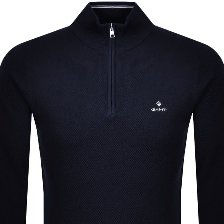 Alternative Image for ProductGant Half Zip Pique Jumper Navy2