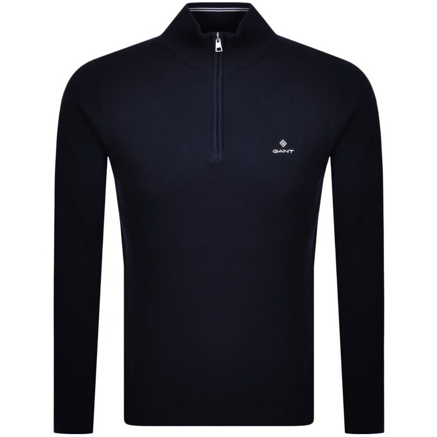 Alternative Image for ProductGant Half Zip Pique Jumper Navy1