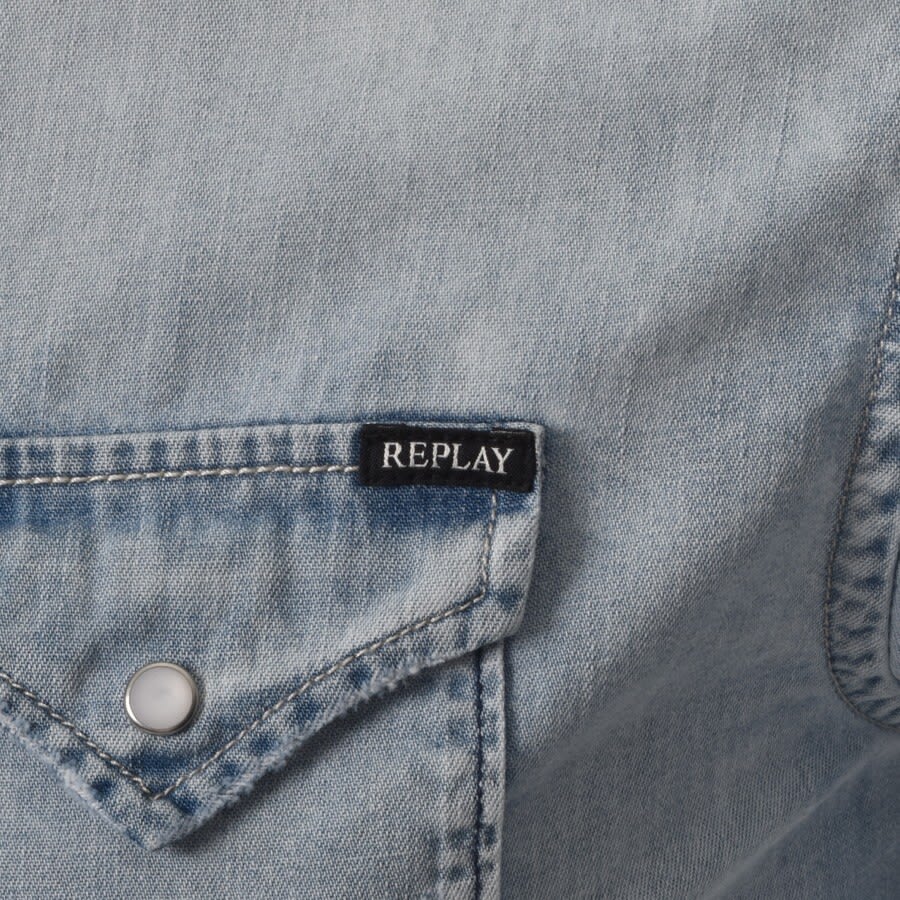 Alternative Image for ProductReplay Long Sleeved Denim Shirt Blue3
