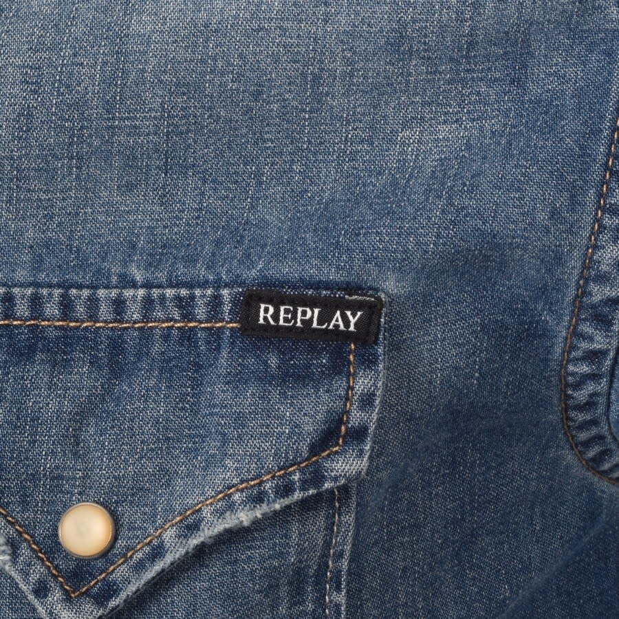 Alternative Image for ProductReplay Long Sleeved Denim Shirt Blue3