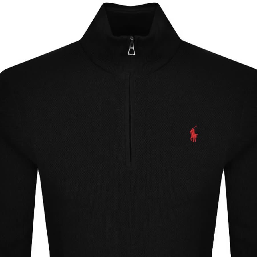 Alternative Image for ProductRalph Lauren Half Zip Waffle Knit Jumper Black2