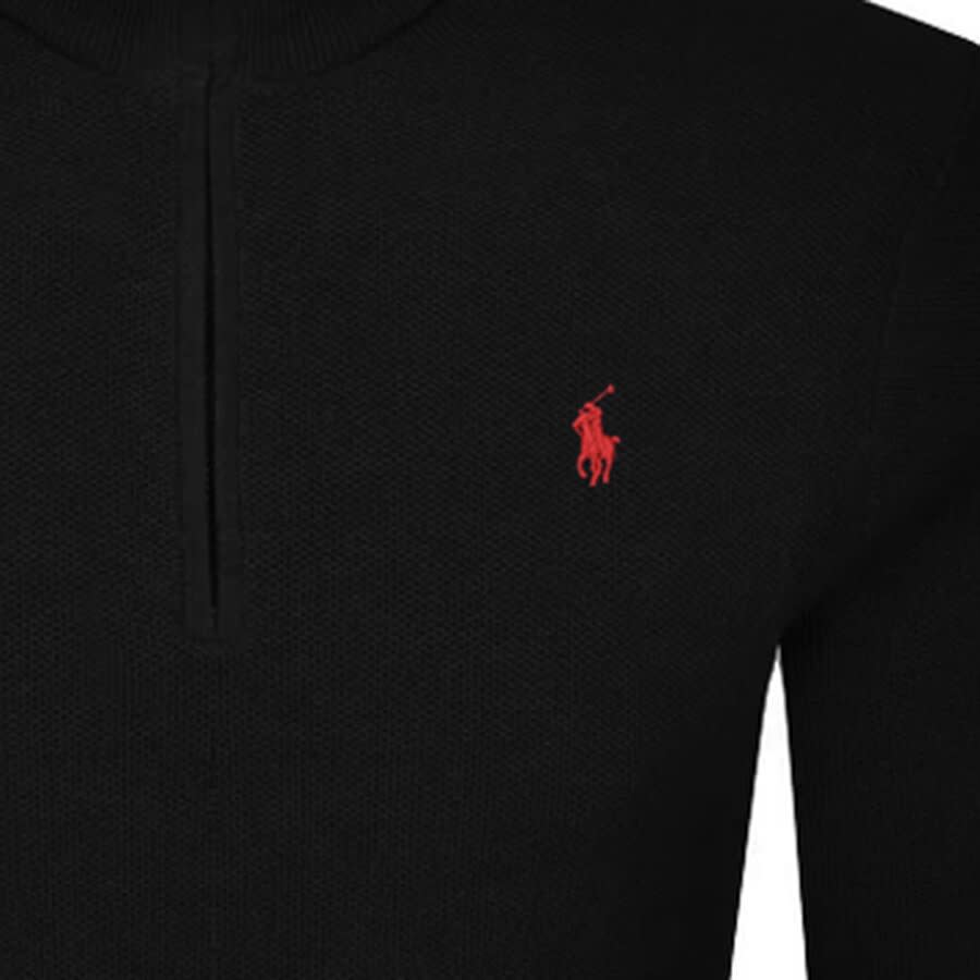 Alternative Image for ProductRalph Lauren Half Zip Waffle Knit Jumper Black3