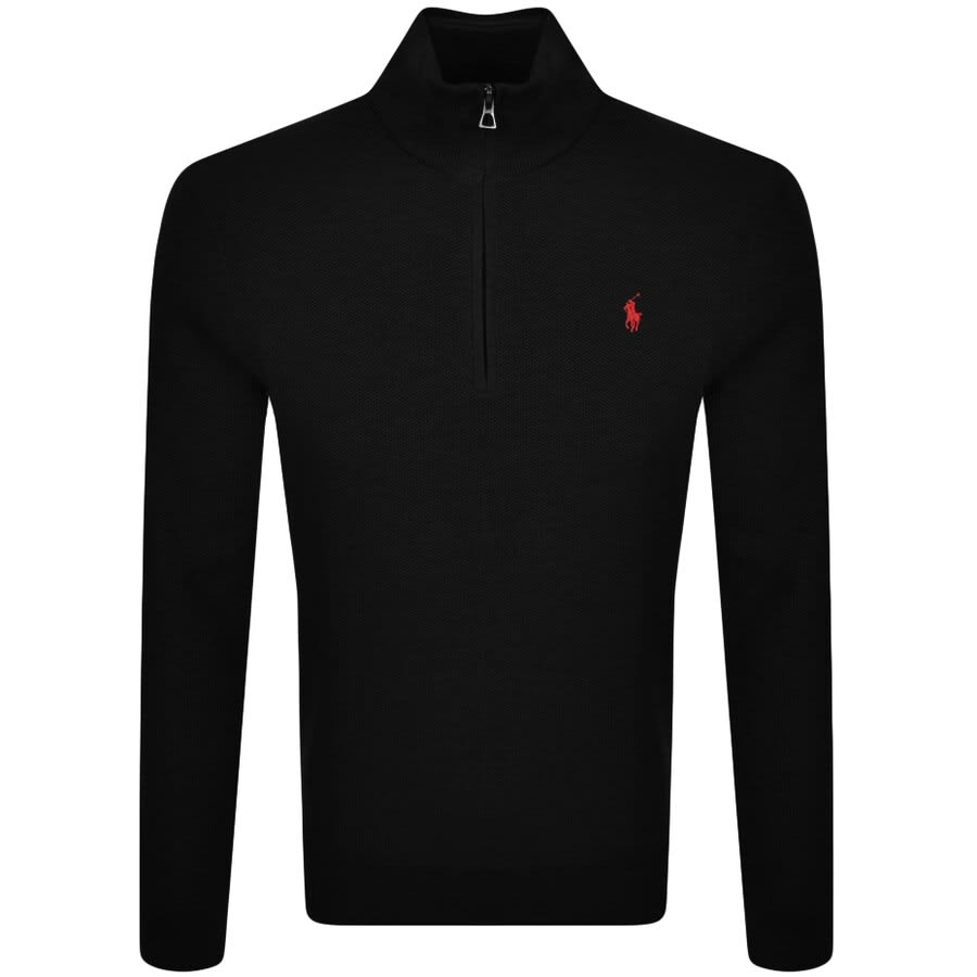Alternative Image for ProductRalph Lauren Half Zip Waffle Knit Jumper Black1