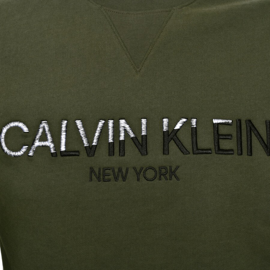 Alternative Image for ProductCalvin Klein Logo Crew Neck Sweatshirt Green3