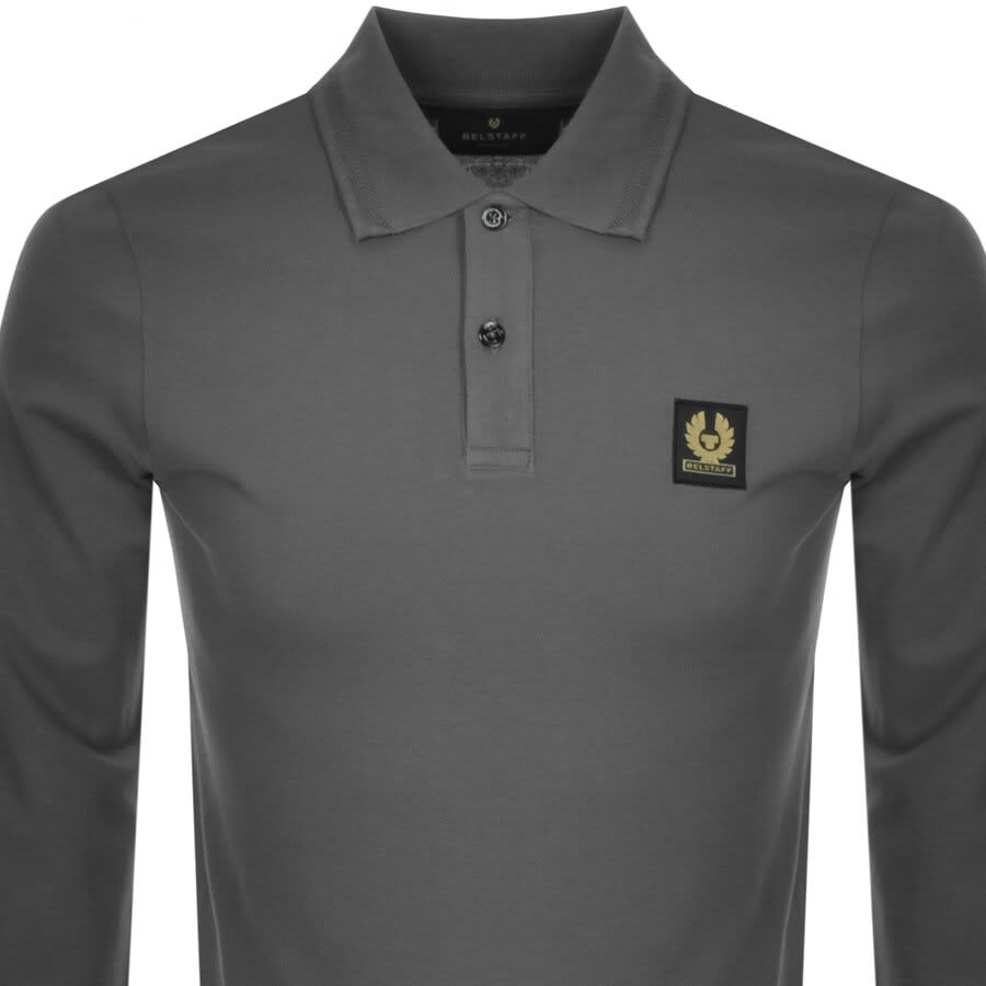 Belstaff Logo Long Sleeved Polo T Shirt Grey Mainline Menswear Sweden