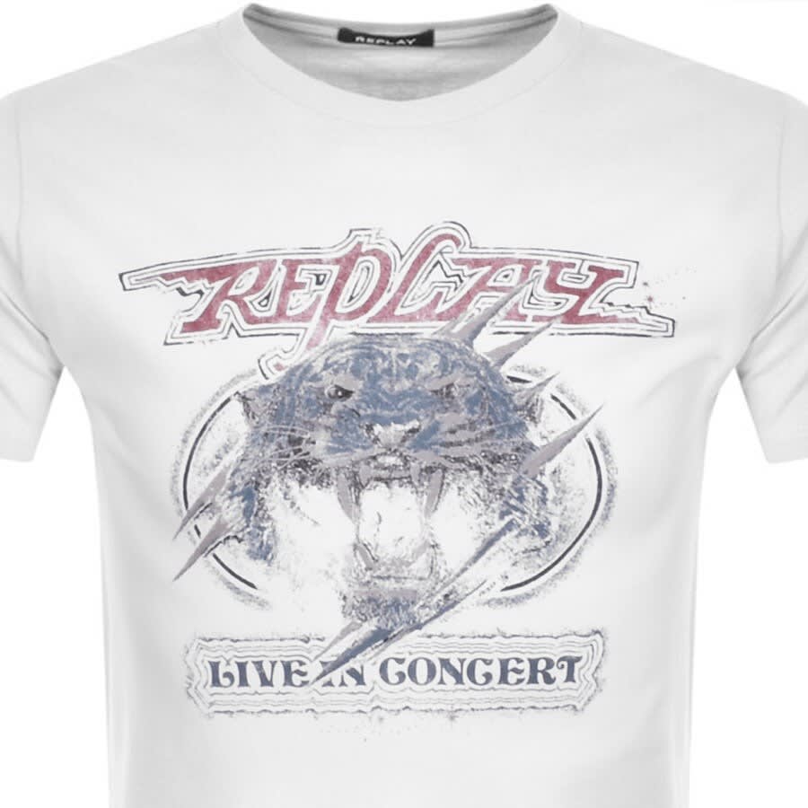 Alternative Image for ProductReplay Logo Crew Neck T Shirt White2