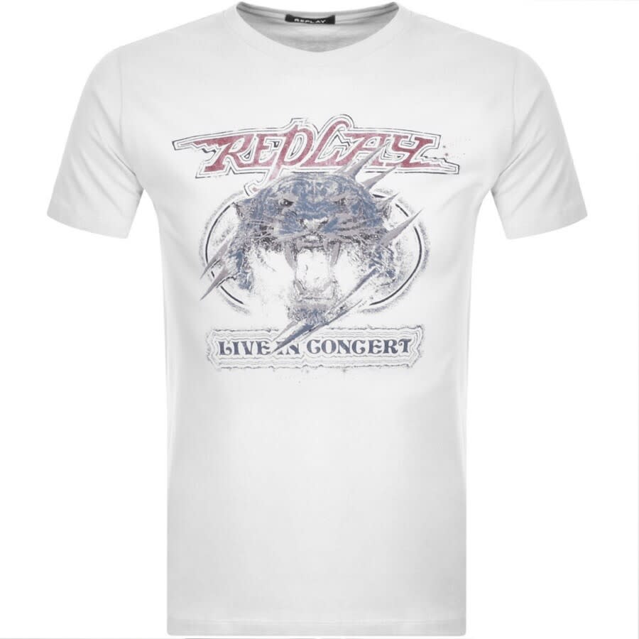 Alternative Image for ProductReplay Logo Crew Neck T Shirt White1