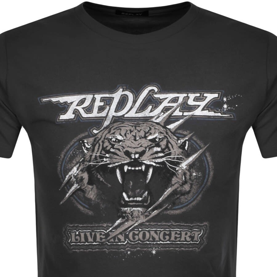 Alternative Image for ProductReplay Logo Crew Neck T Shirt Grey2