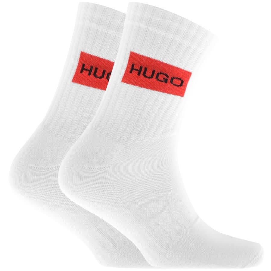 Alternative Image for ProductHUGO 2 Pack Logo Socks White1