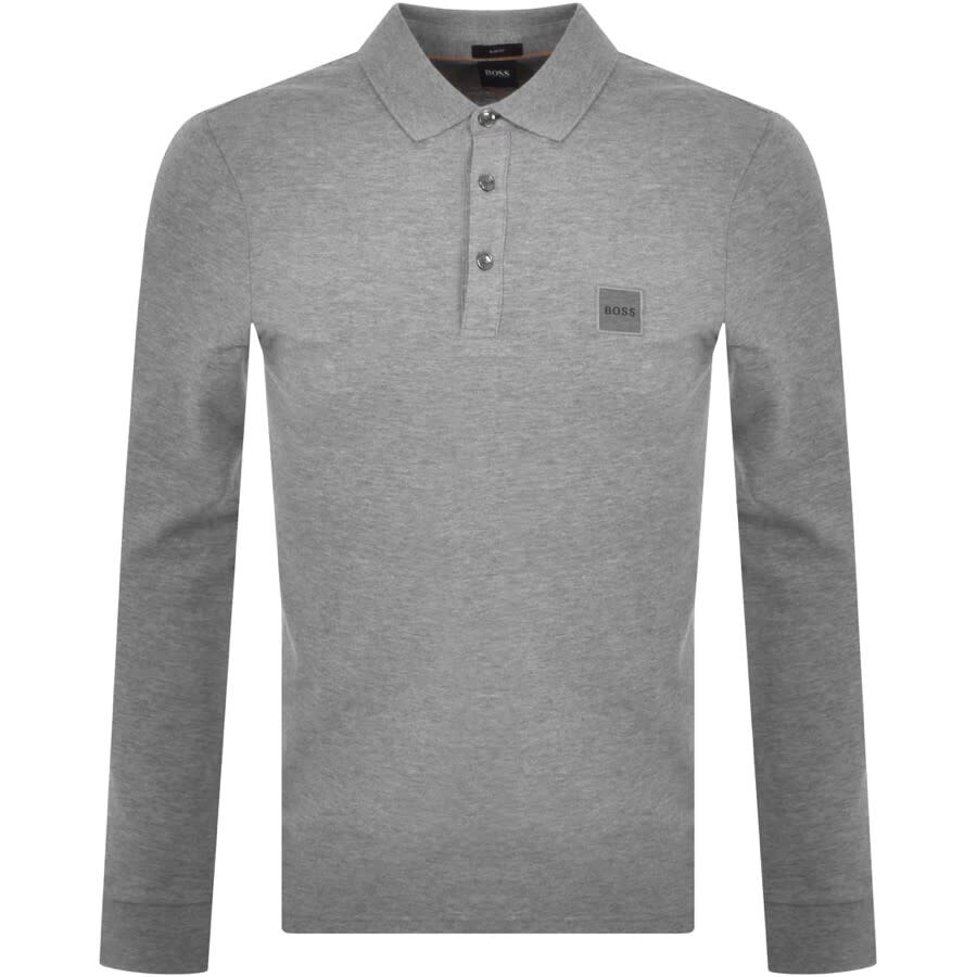 Alternative Image for ProductBOSS Long Sleeved Polo T Shirt Grey1