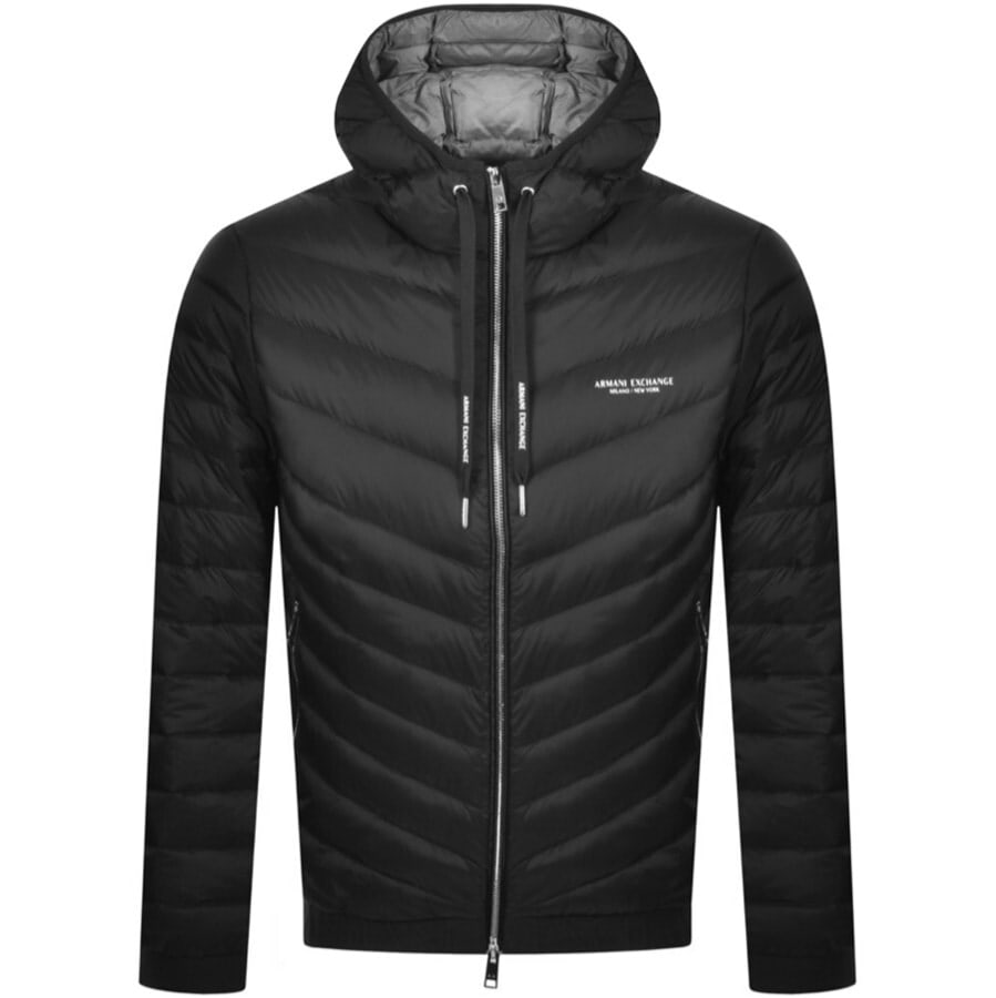 Armani Exchange Hooded Down Jacket Black | Mainline Menswear Sweden